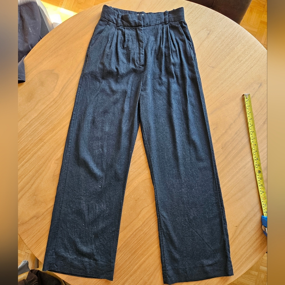 Abercrombie Linen Pants, Loose Fit, Black, Size 26, 2